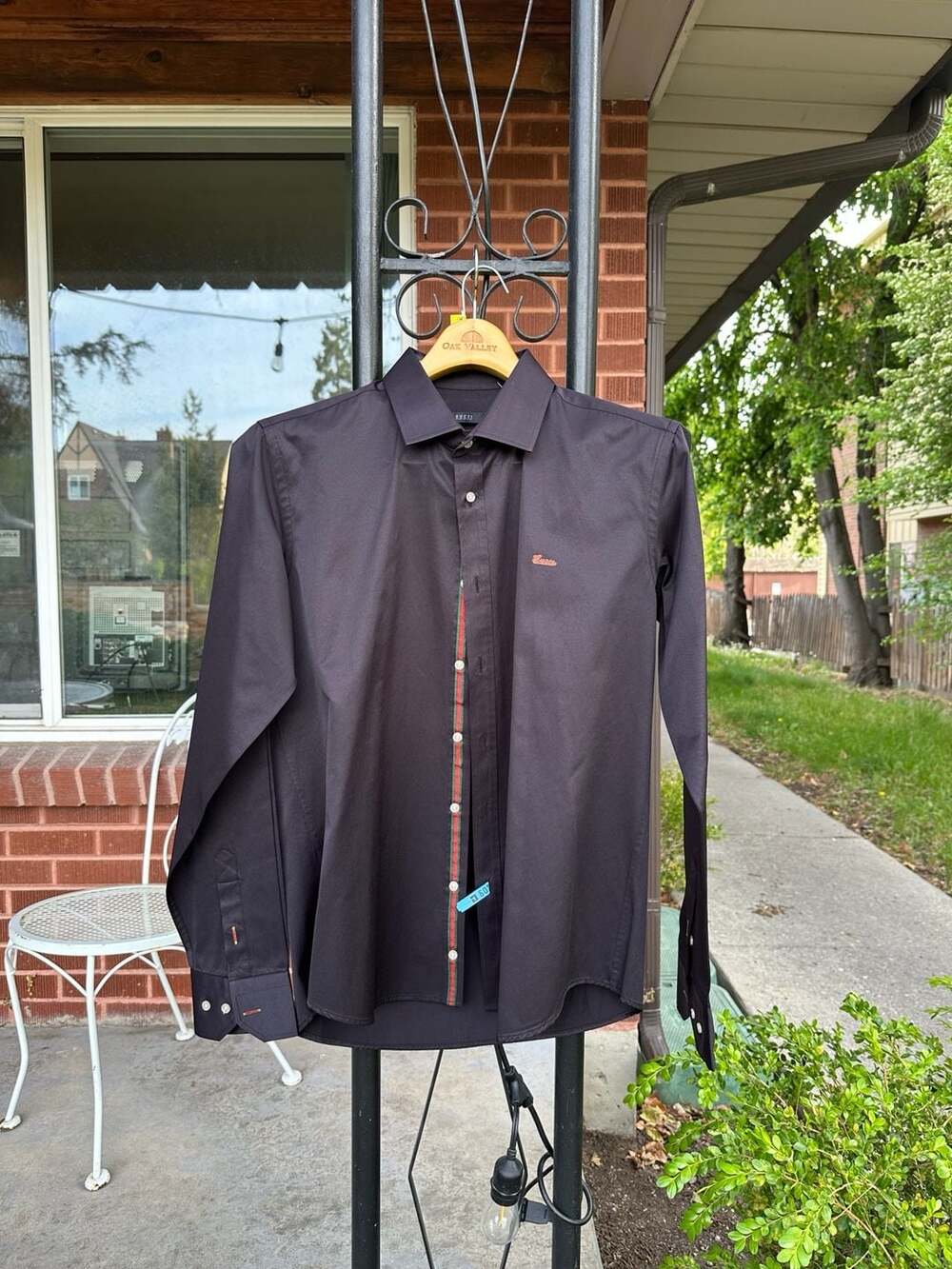 Gucci Men's Cotton Poplin Shirt with Web Stripe Placket